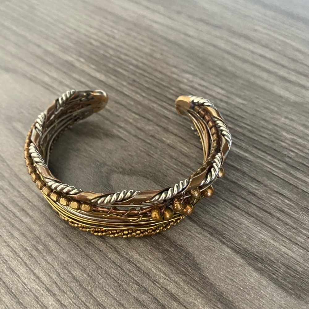 Mixed metals cuff bracelet